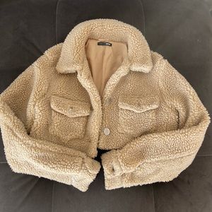 Fashion Nova Crop Teddy jacket